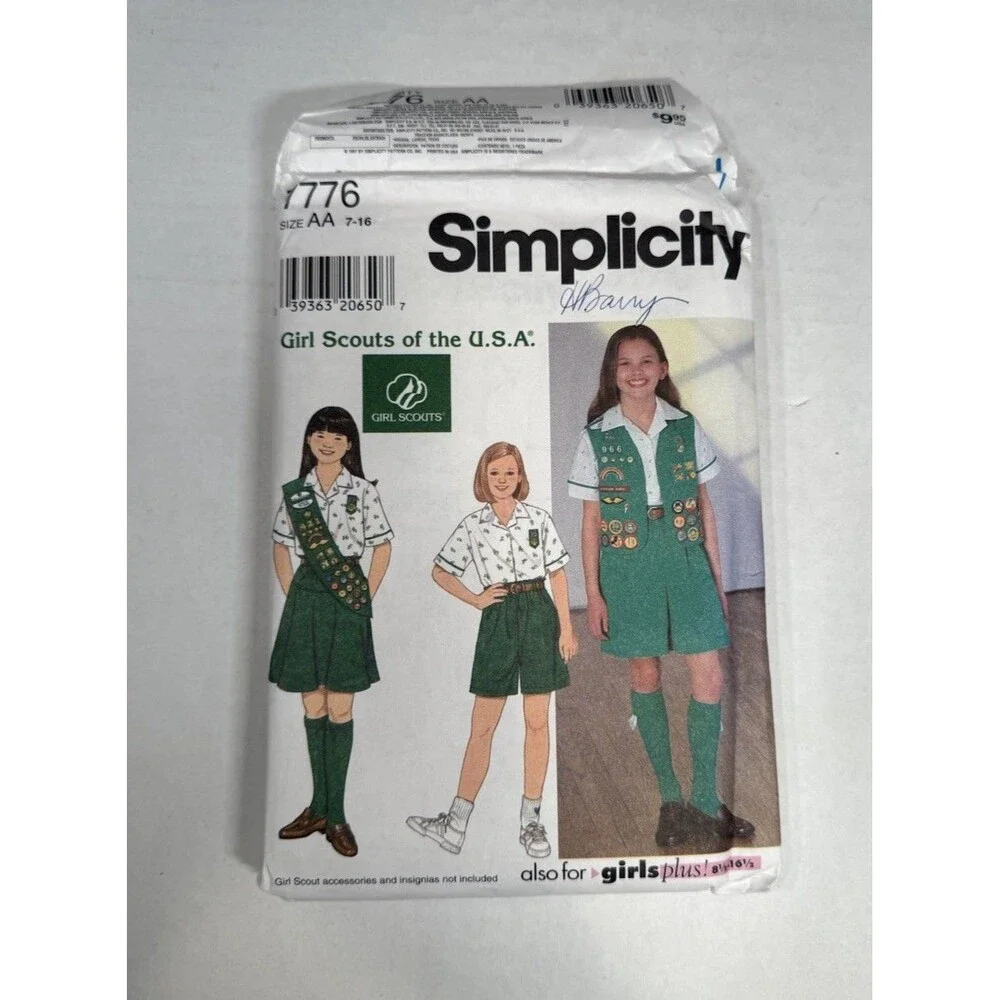 Simplicity Girl Scouts USA Uniform Patterns 7775 7776 7777 Cut 1990s, lot 3